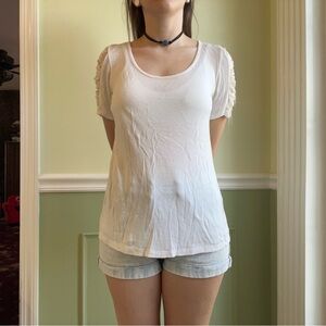 Robin K white lace shoulder top